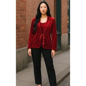 Elementz Red Velvet Jacket‎ Top ONE Piece Women's XL Long Sleeve Holiday